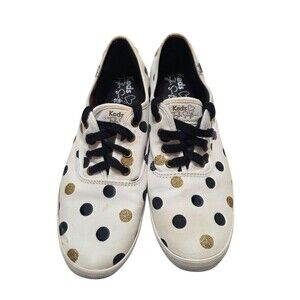 Keds Taylor Swift White Black Gold Polka Dot Canvas Shoes Women's 8.5M SH.1